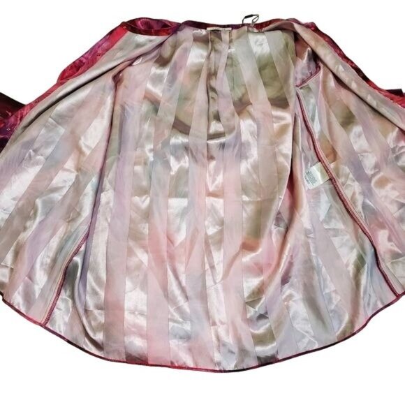 T Tahari Womens blouse Driya Pink Satin Printed Workwear Size XL snap button new - Picture 5 of 16